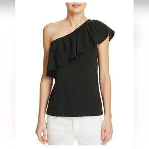 VELVET‎ BY GRAHAM & SPENCER Women's Blouse Ruffled One Shoulder Black  Size S